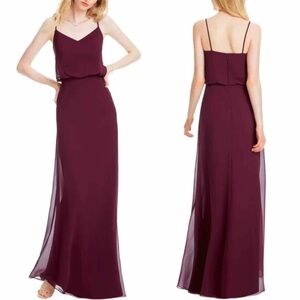 NWT. Bill Levkoff L (Measurements Based) Burgundy Chiffon Maxi Dress.